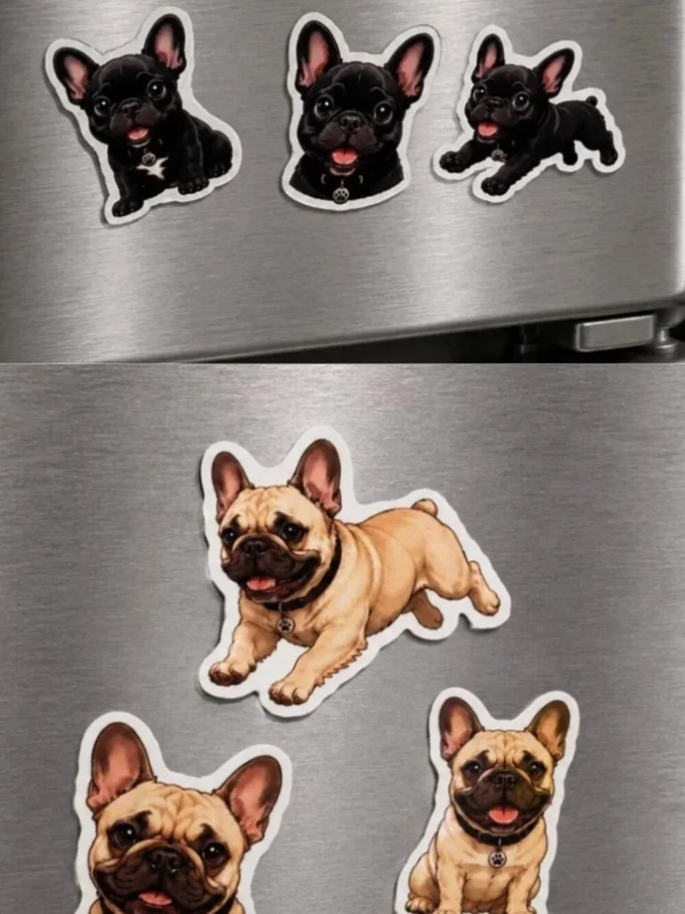 6 Flexible French Bulldog Dog Magnets 2 Sets Puppy Refrigerator Fridge Decor